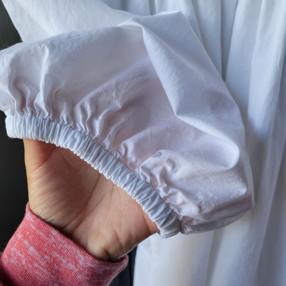 J.Crew Women's White Cotton Poplin Smock-neck Blouse Medium Puff Sleeve - Picture 7 of 11